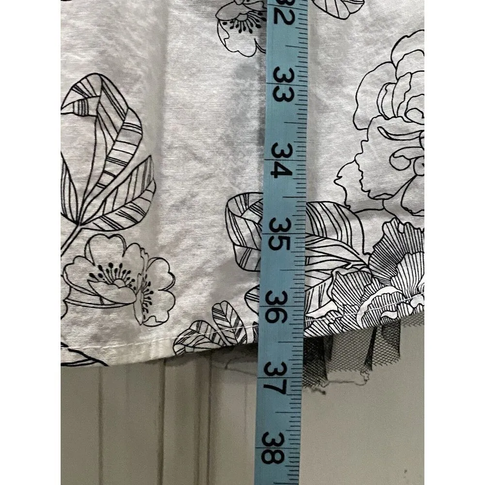 Ruby Rox White Black Halter Floral Empire Wrap Midi Dress Size 9 Zip Gauze Ruffl - Image 4