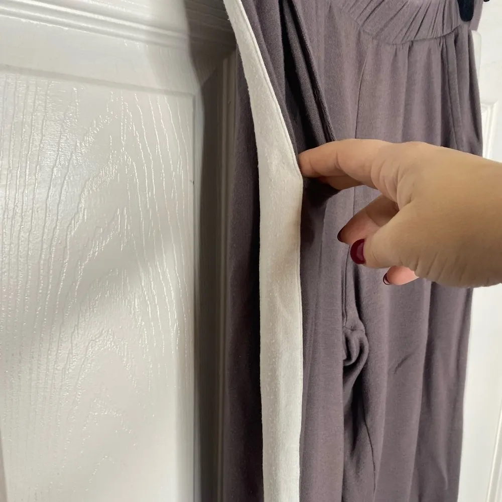 EBERJEY Plum and White Pima Cotton Mix Stripe Track Jogger Set Size Small - Image 7