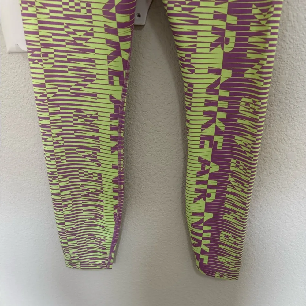 NIKE AIR Fast Dri-Fit Running Tight 7/8 Leggings High Rise Green Purple Small - Image 11