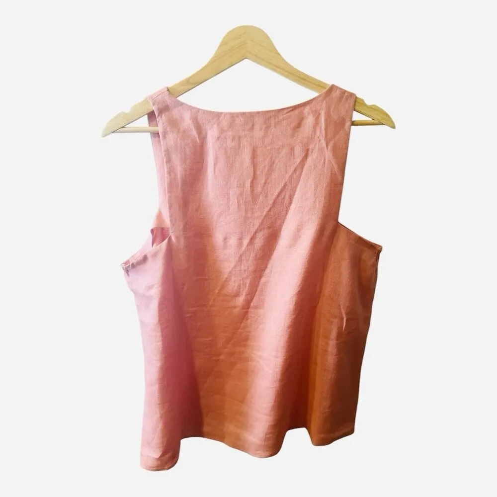 Harshman Anthropologie Pink 100% Linen V - Image 3