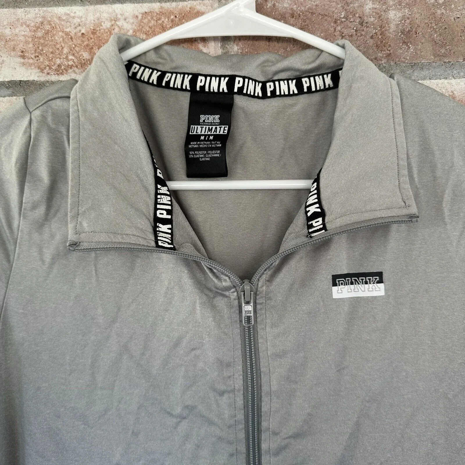 PINK Victoria’s Secret Dri Fit Quarter Zip Medium Gray - Image 2