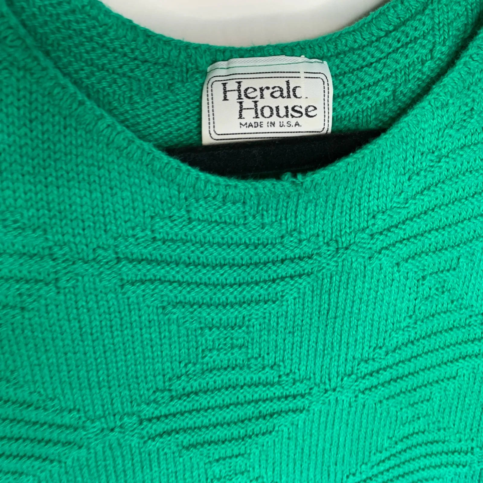 Vintage Herald House Green Cap Sleeve Sweater Textured Sz ? Small Size L - Image 6