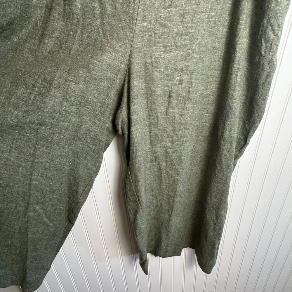 Ella Moss linen blend green wide leg pants elastic waist size 3X A1 - Image 6