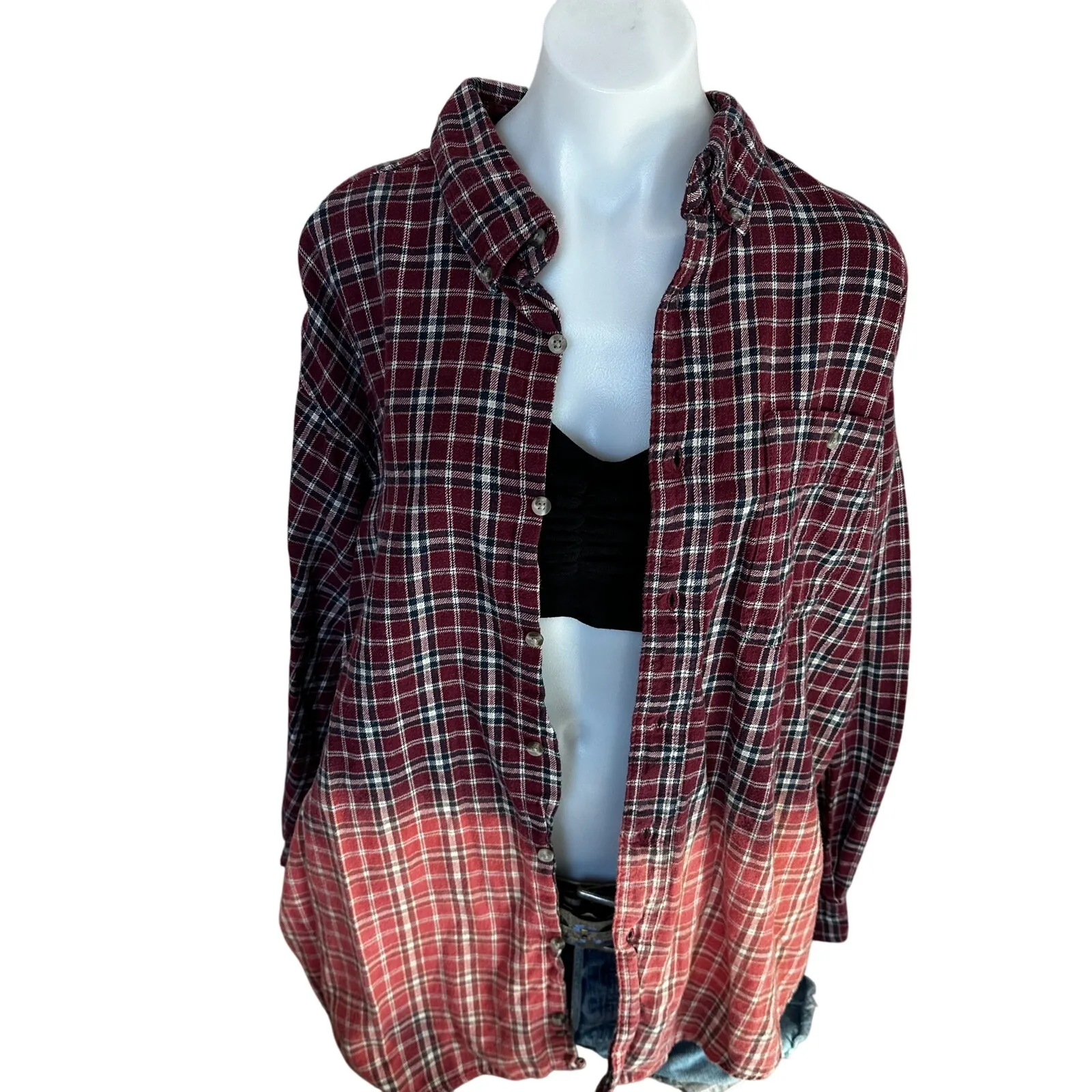 University of Montana Grizzlies Plaid Flannel Shirt XXL Oversize Football Griz Red - Image 4