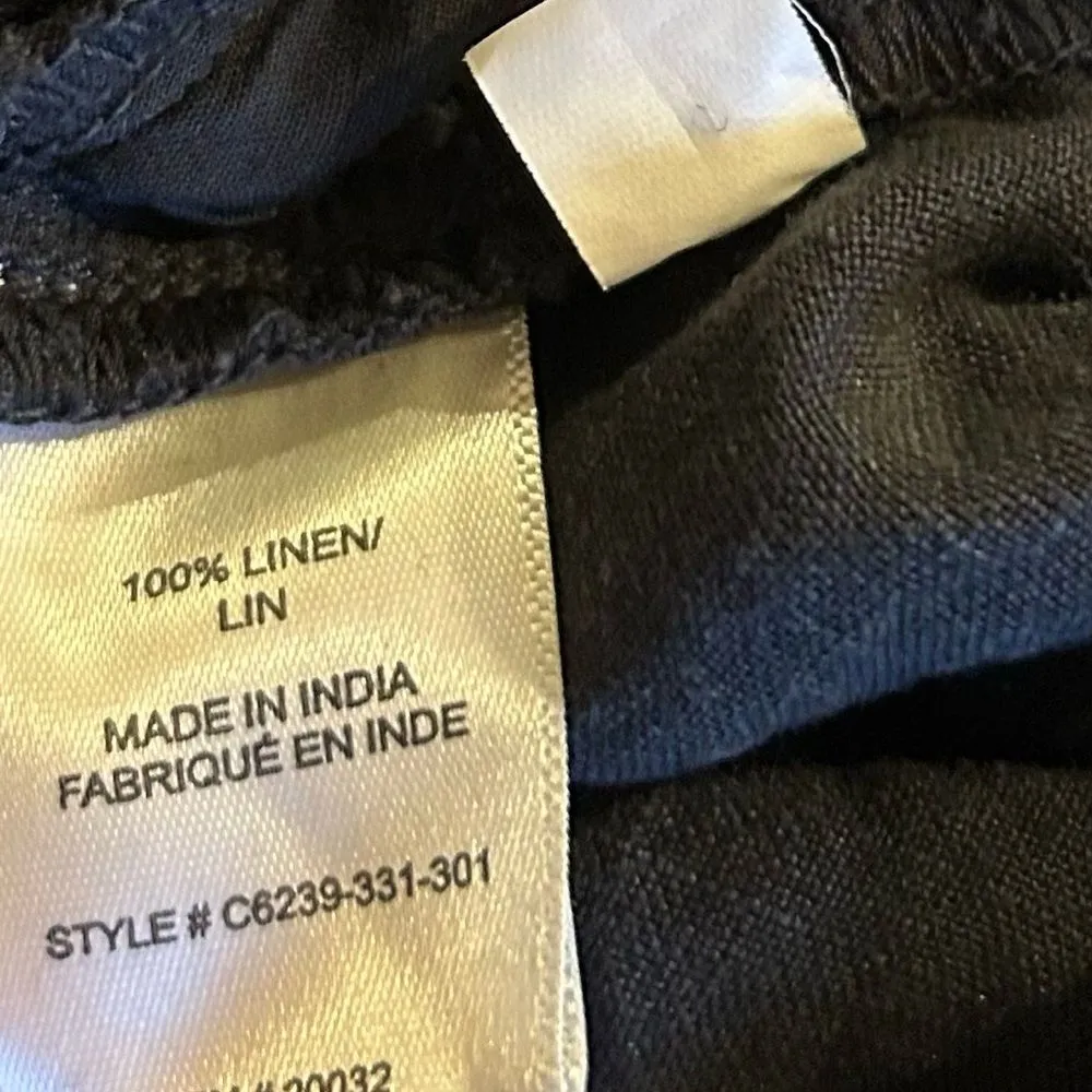 Cloth & Stone Black 100% Linen Short Sleeve Jumpsuit Size Medium Style C6239 - Image 6