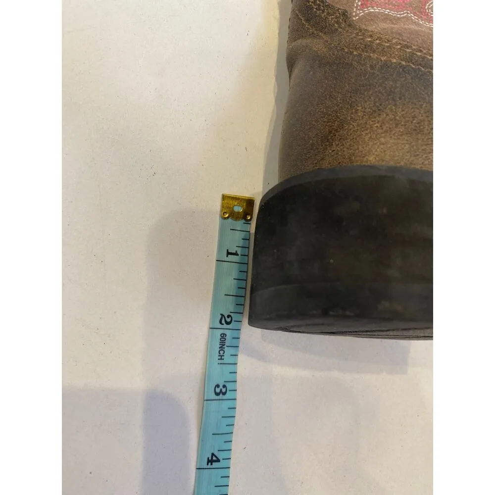 Ariat Fatbaby Brown Pink Cowgirl Boots Leather Sz 7.5B Western Pull-On Casual - Image 12