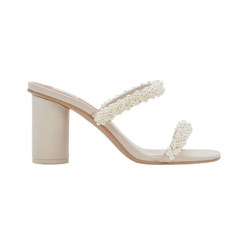 Dolce Vita Cream Pearl Embellished Sandals White Size 9.5 - Image 2