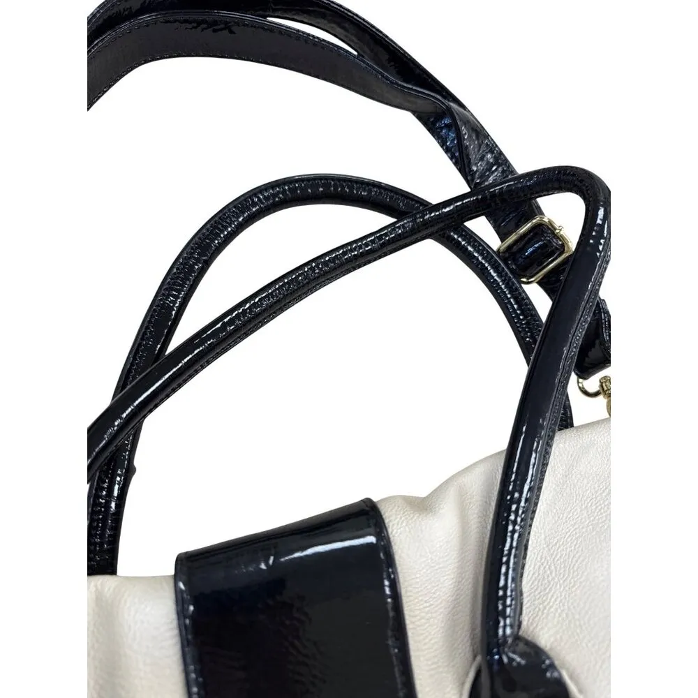 Betsey Johnson Womens Cream & Black Crossbody Purse 10x12 SKU 7055 - Image 8