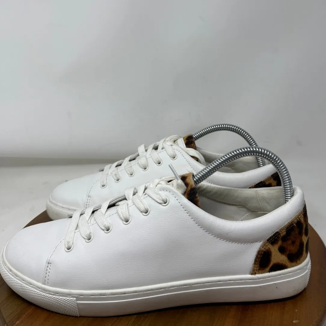 J Crew Sneakers Womens Road Trip Leopard Calf‎ Hair White Brown Size 9.5 - Image 7