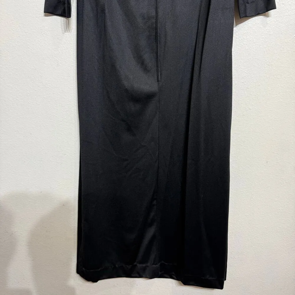 At Home Wear for Van Raalte Black Side Split Vintage Blouse Sz 14 - Image 10