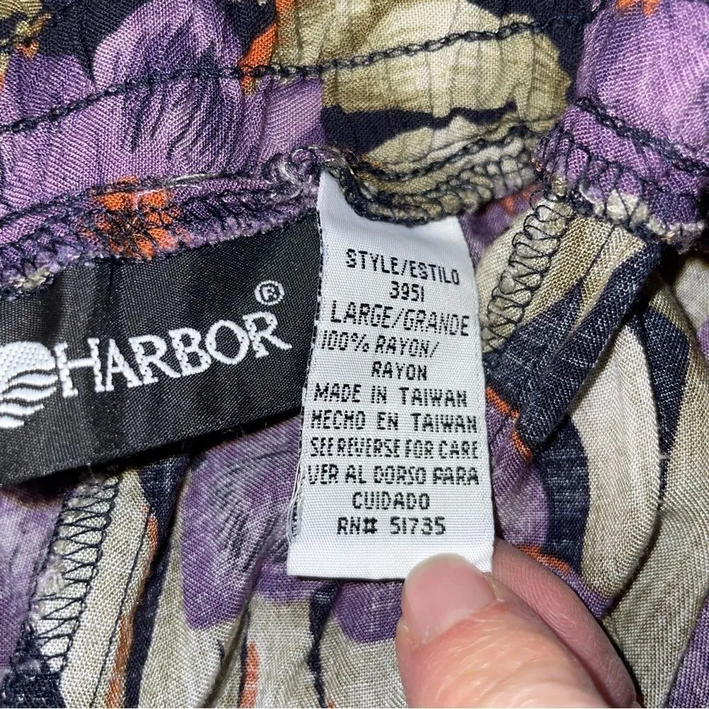 Vintage San Harbor violet floral pull on button front midi skirt Purple Size L - Image 6