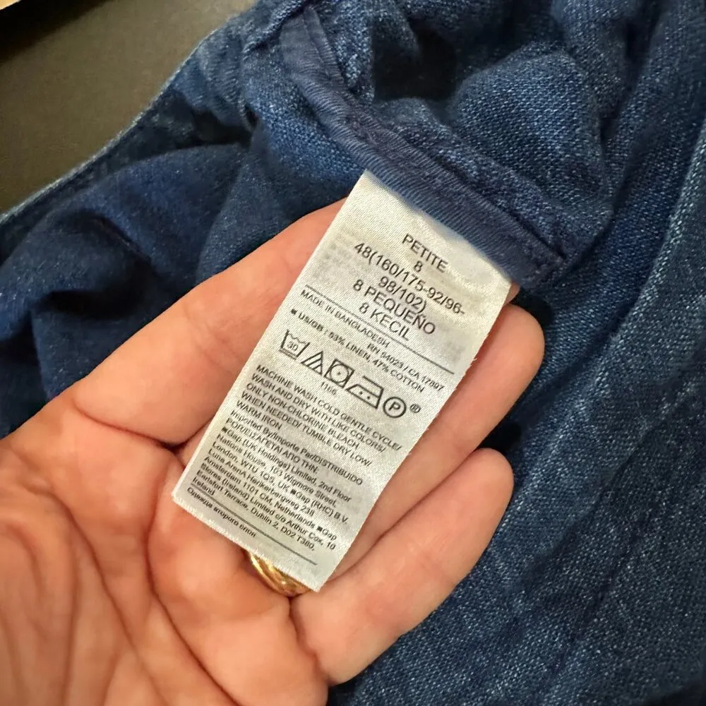 BANANA REPUBLIC Dark Denim Tie Waist Belted Romper Short Set - 8 - Image 8