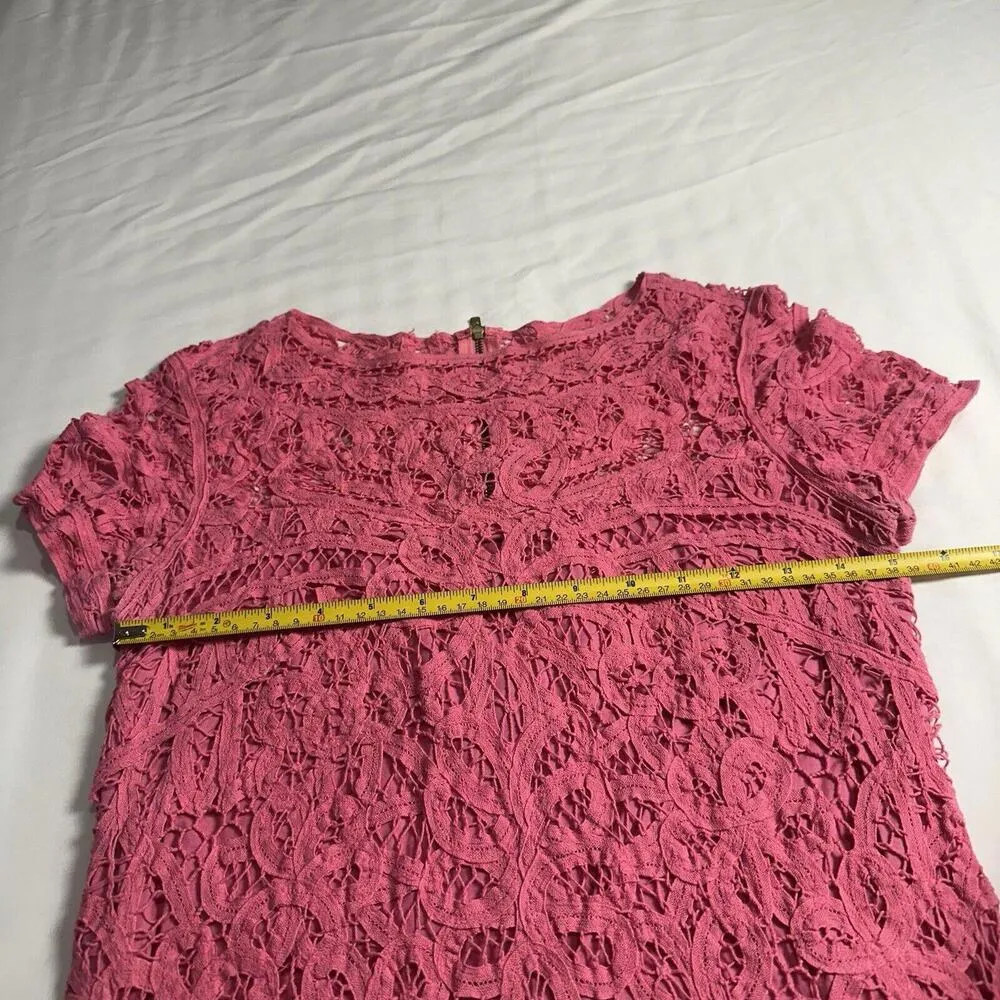 Marie Kate Pink Lace Cotton Shift Dress Sz S Small - Image 6