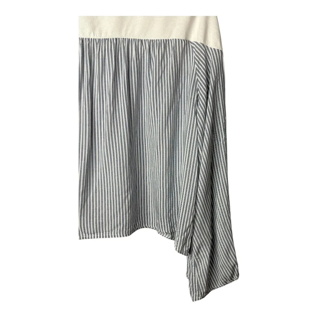 Zara Trafaluc‎ Striped Long Sleeve Top Cream Gray Casual Blouse Women Size Large - Image 3