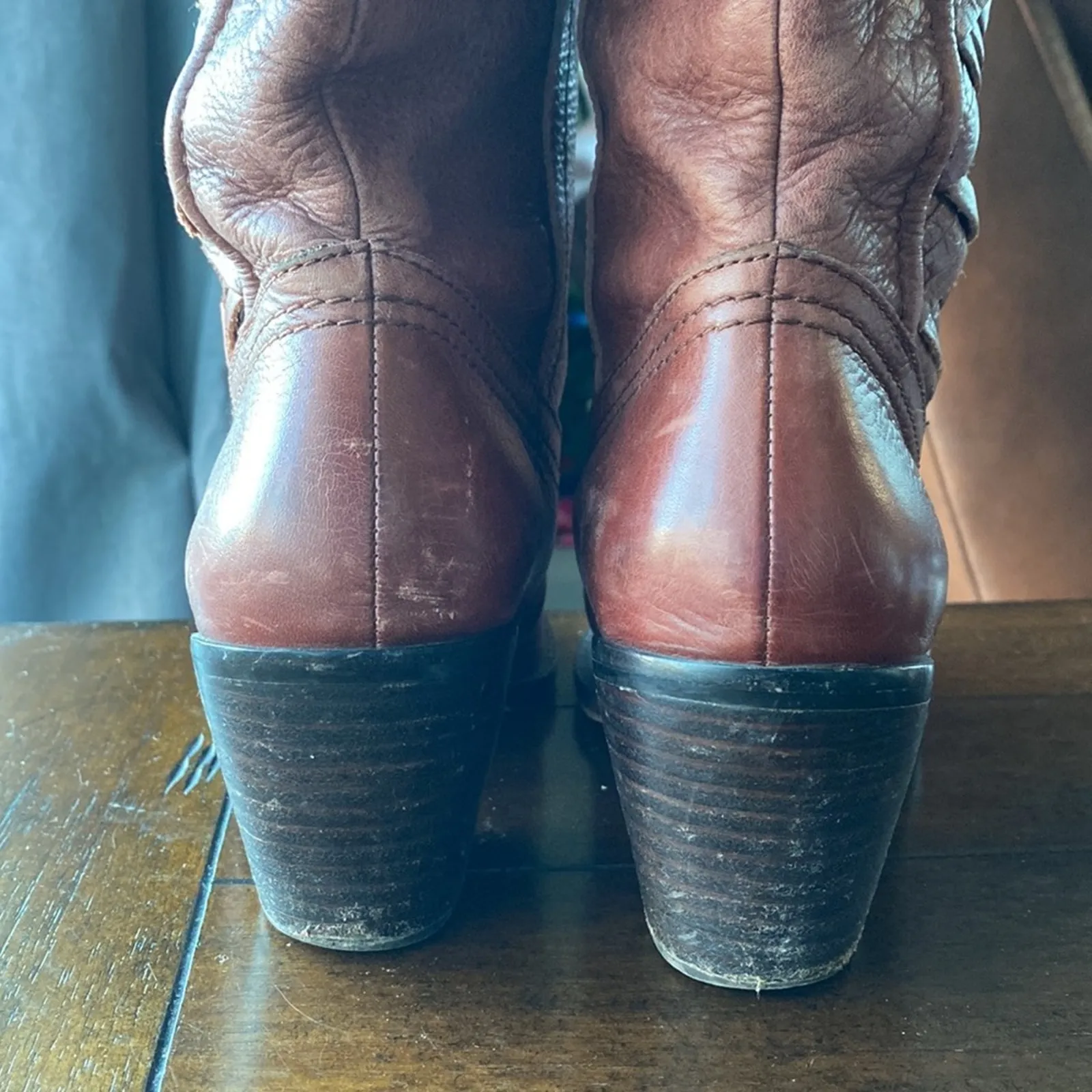 Fossil Felicia Chili Brown Leather hit just below the knee distressed size 6.5 - Image 7