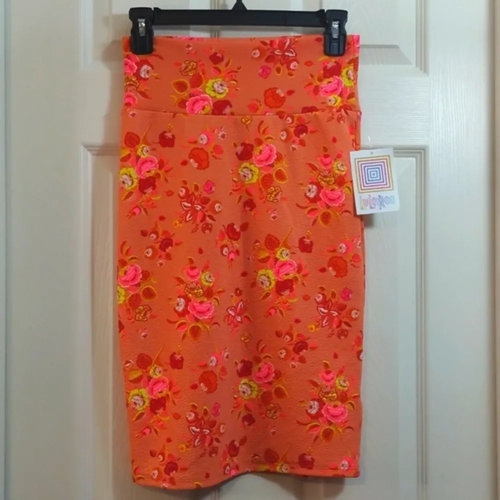Lularoe Orange Summer Spring Pencil Floral Cassie Skirt Size XS NWT #4320 - Image 2