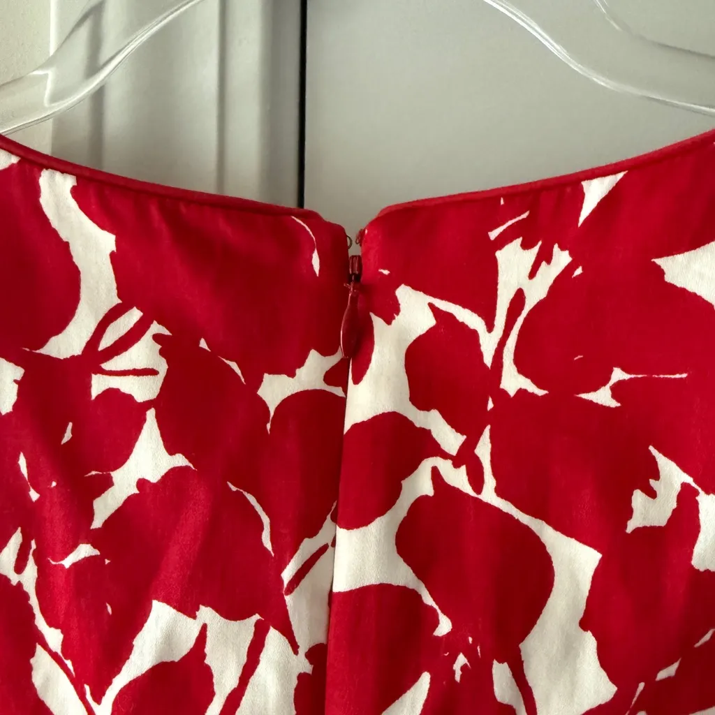 Talbots Fit & Flare Floral Dress Size 6P Red and White Twee Garden Wedding Tea - Image 4