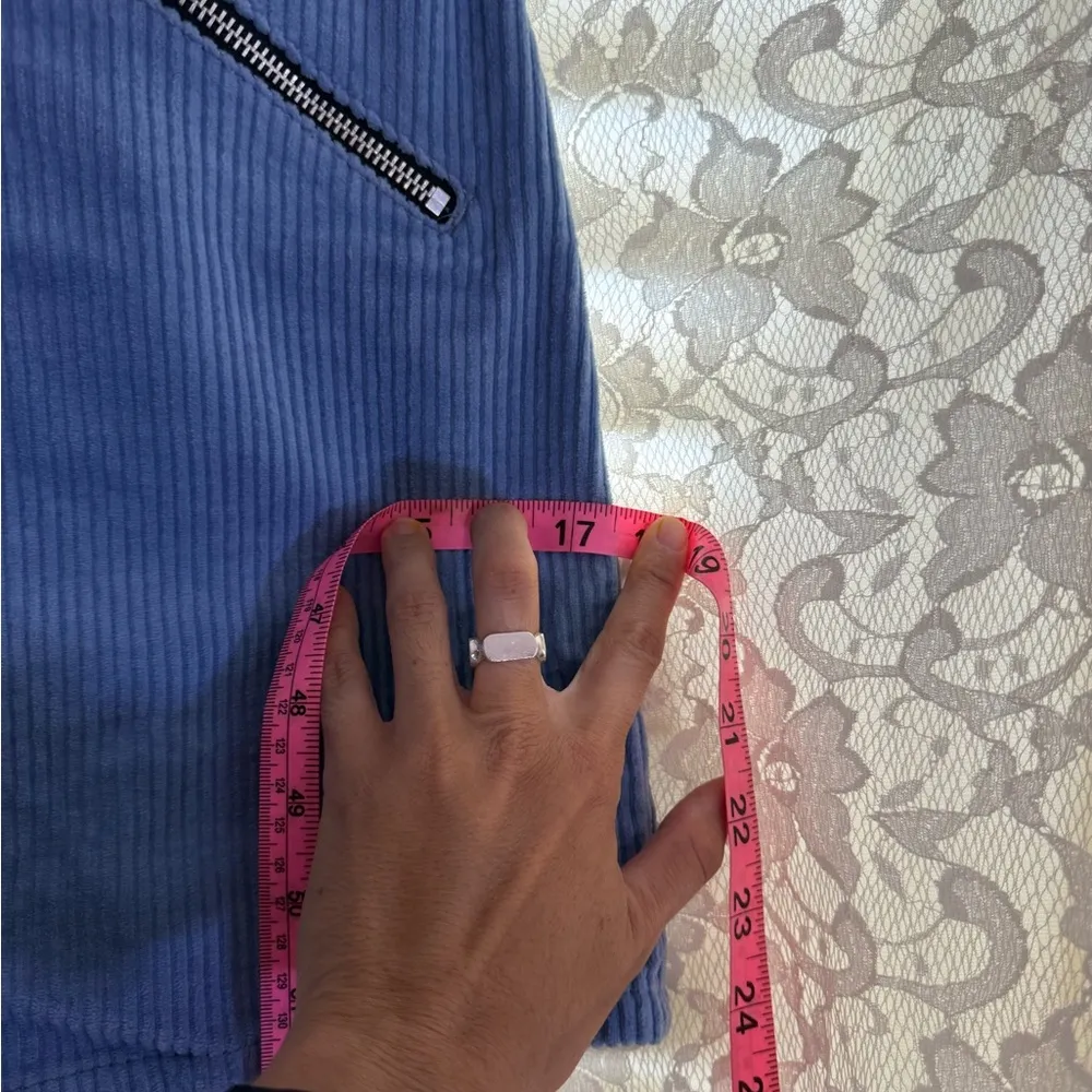 rag & bone light Blue Corduroy Pencil mini Skirt silver metal zippers - Image 7