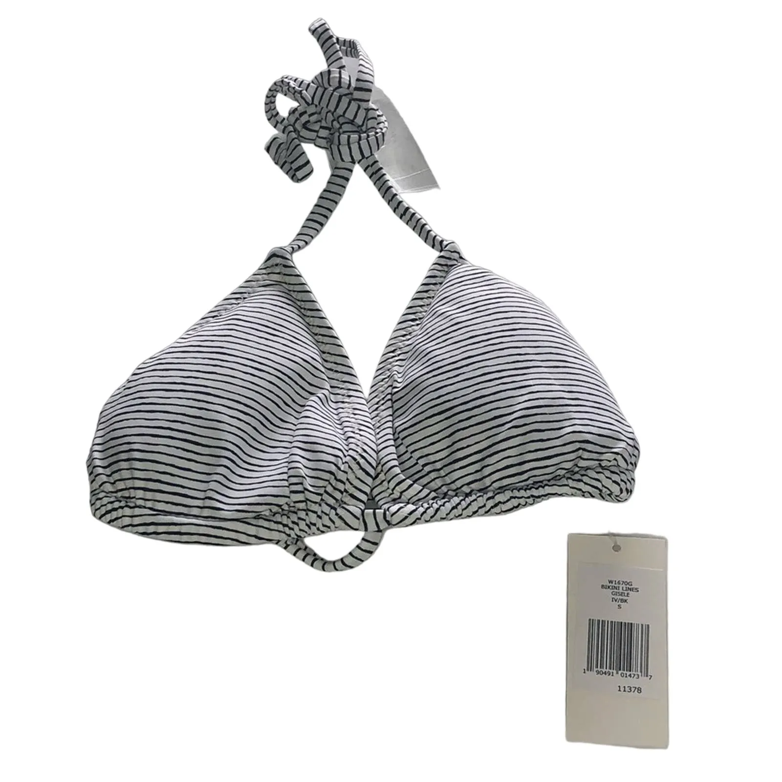 Eberjey Bikini Lines Gisele Blue Stripe Triangle Bikini Top NWT Small - Image 2