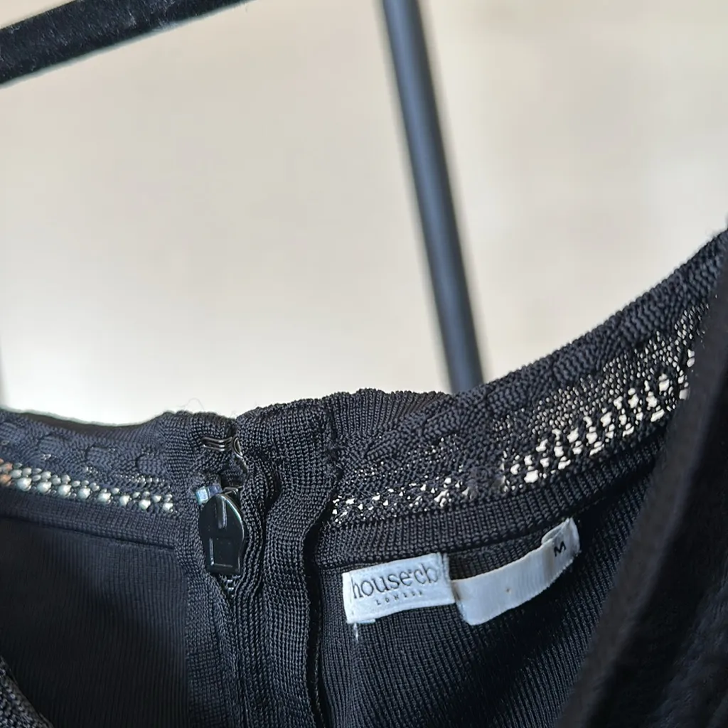 HOUSE OF CB 'Lilla' Black Openwork Knit Midi‎ Dress NWOT size S - Image 9