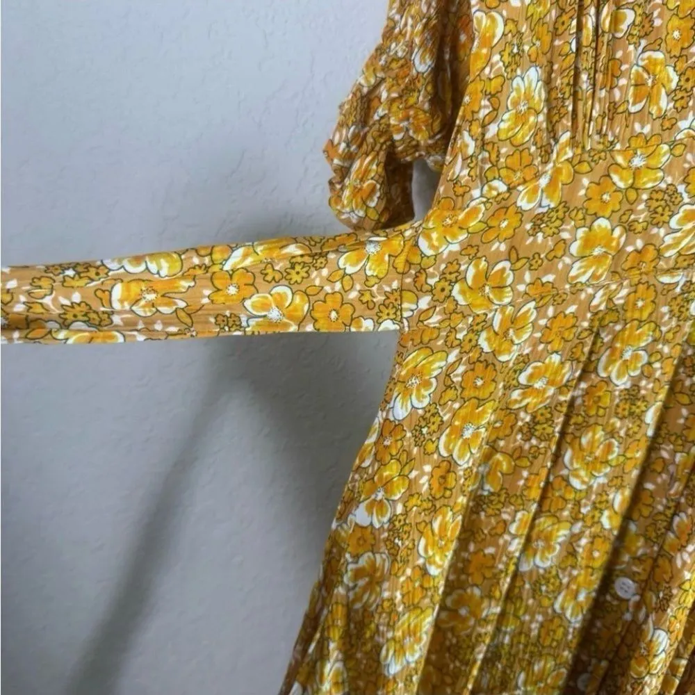 Faithfull the Brand Yellow Floral Midi Dress XS - Image 6