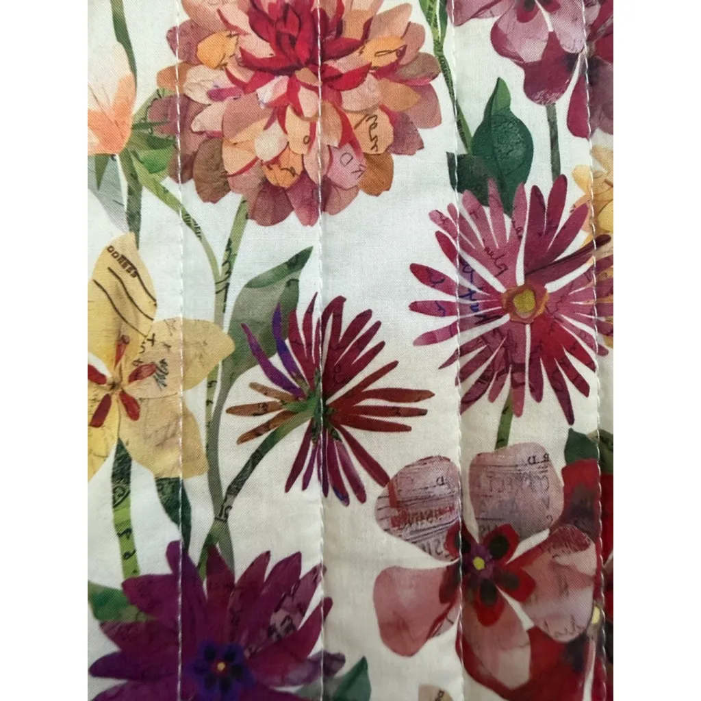 Women's Entro Oversized White Pink Floral Quilted Jacket Size S - Image 6