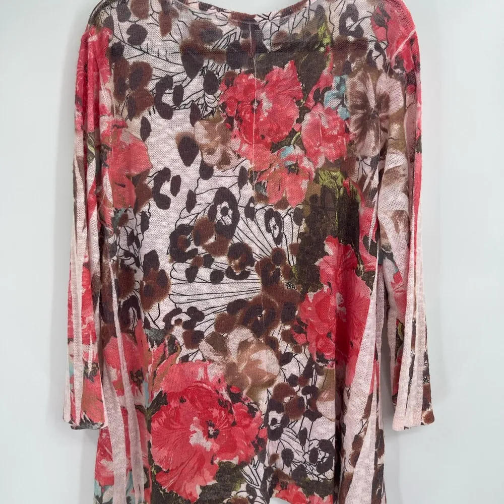 Cactus Fashion Cherry Blossom, 3/4 Sleeve Scoop Neck Sublimation Tunic Sz Large Pink - Image 8