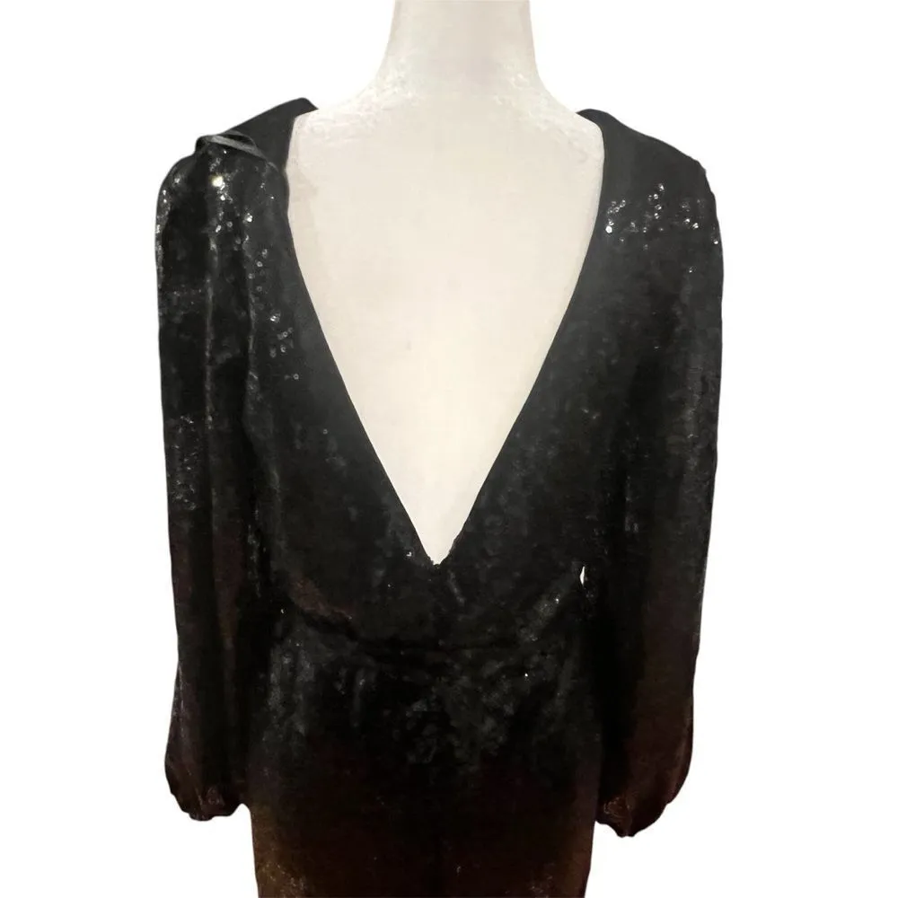 NWT Ieena for‎ Mac Duggal women's sequin belted midi dress black size xs/2 - Image 4