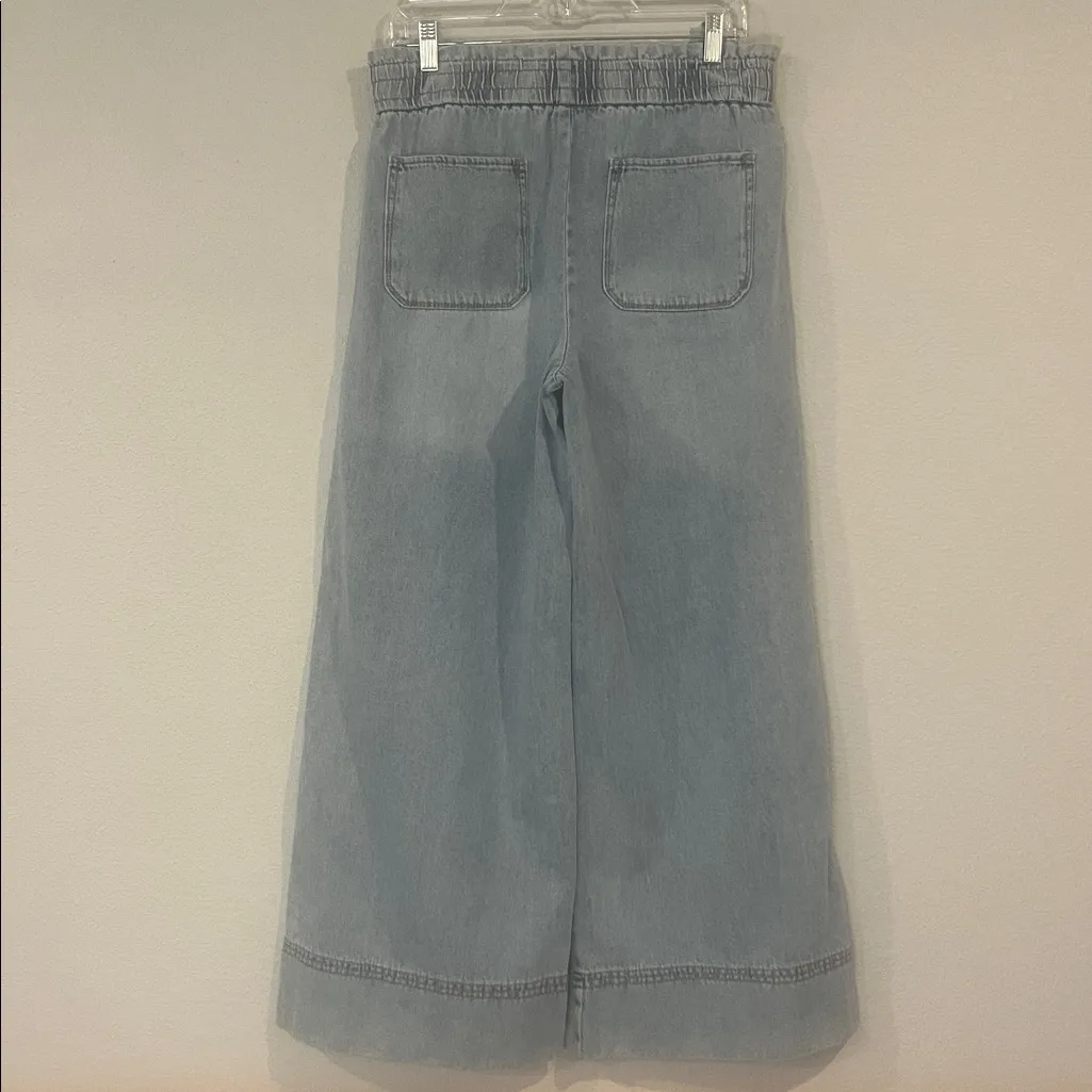 NWOT Kensie wide leg high rise cropped pull on cotton denim jeans M - Image 5