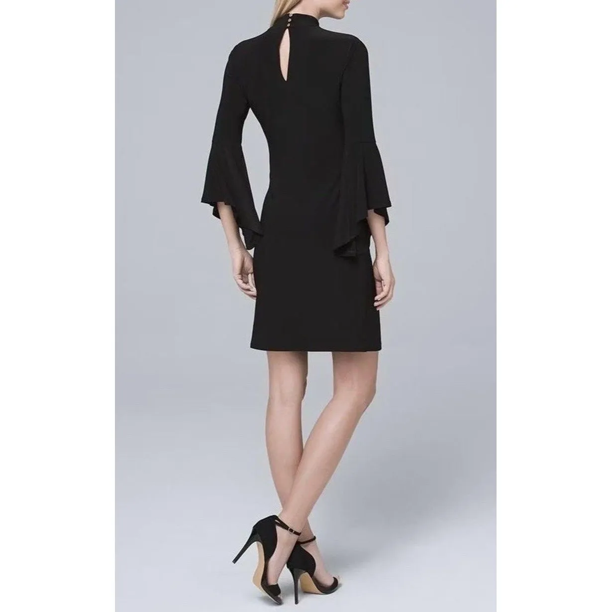 White House Black Market Dress Womens XS   Black Cut Out Flounce Sleeve Shift - Image 4