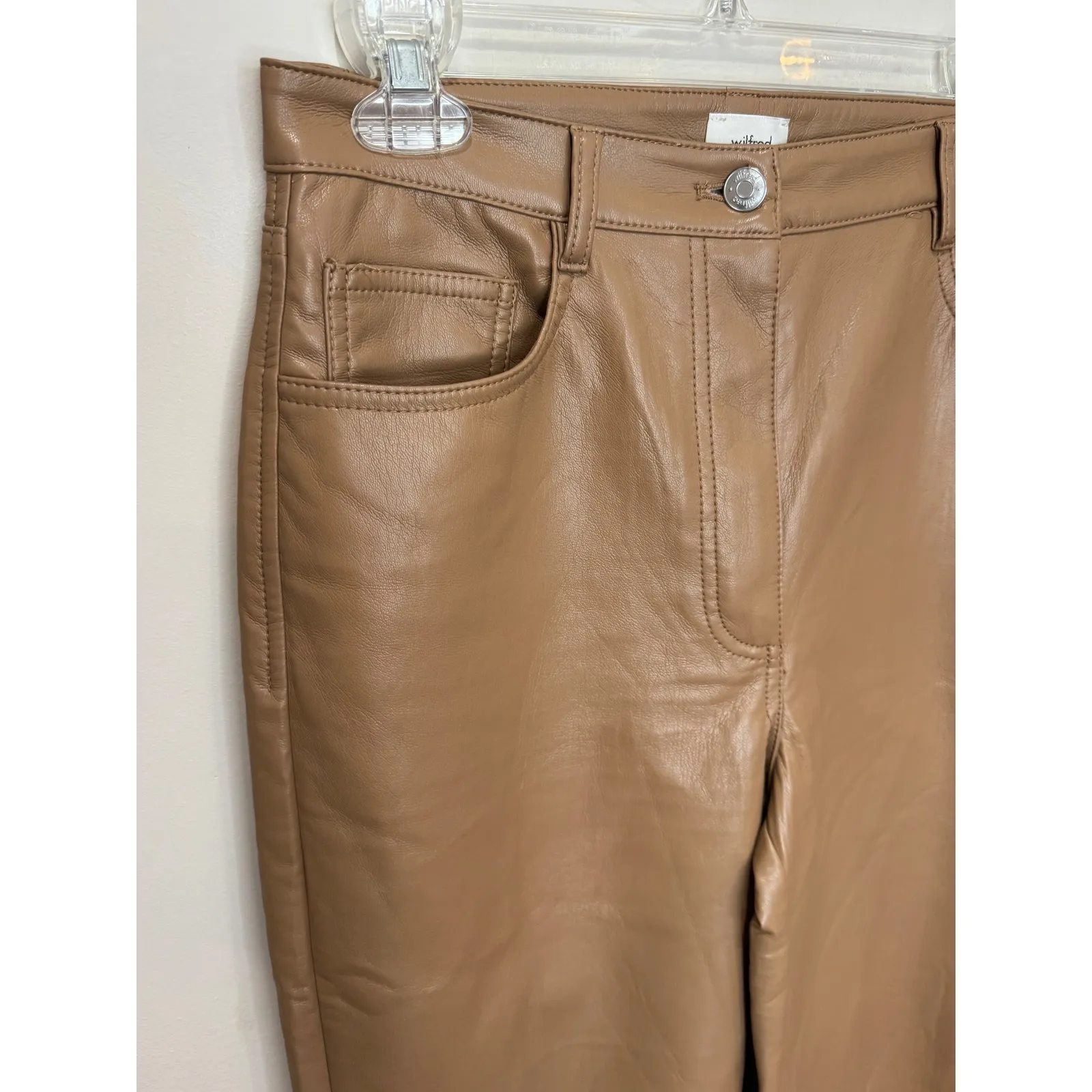 Wilfred The Melina Pant Faux Leather Camel Sz 8 High Rise Straight Leg - Image 3