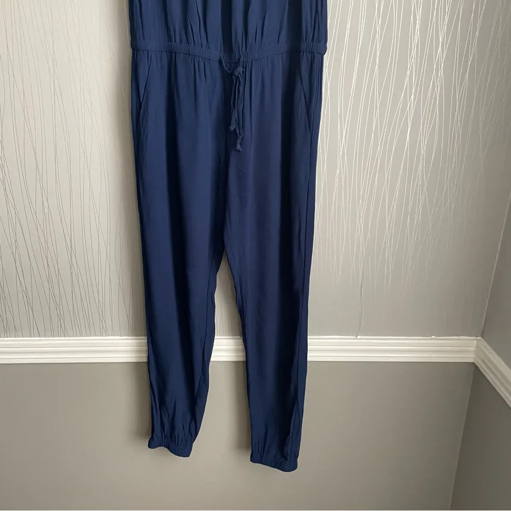 GAP Navy Blue Jumpsuit Womens Small Crochet Lace Drawstring Waist Sleeveless - Image 5