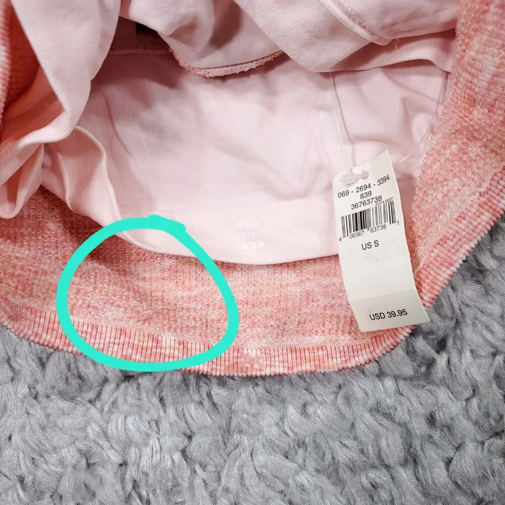 READ Aerie Seamless Ring Longline Bralette Beach Peach Pink Stretch Size Small - Image 8