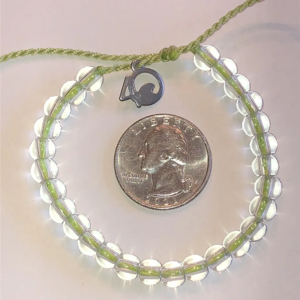 4Ocean Brand Clear and Green Beaded Boho Adjustable Bracelet - Image 6