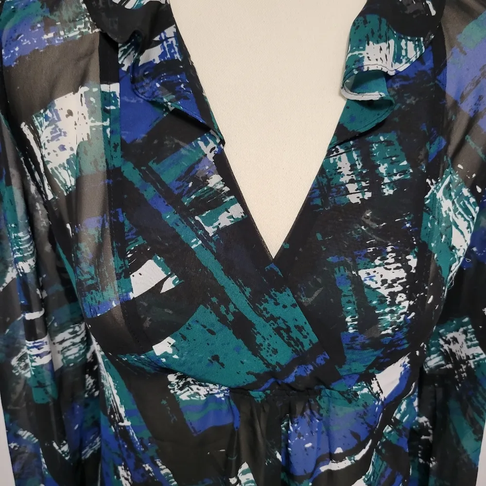 A.n.a abstract sheer tie back blouse size medium - Image 2