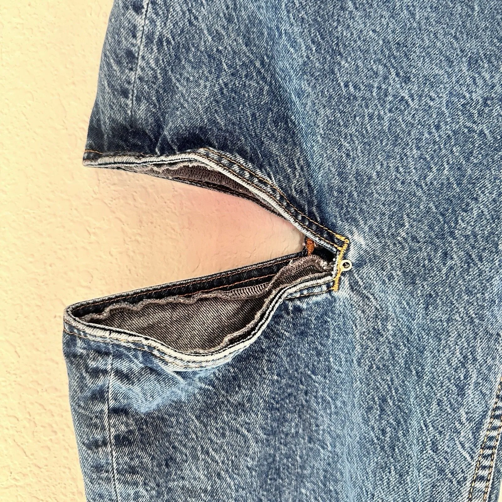 Zara Z1975 Mid Waist Straight Leg Cut Out Jewel Jeans in blue denim 4 - Image 9