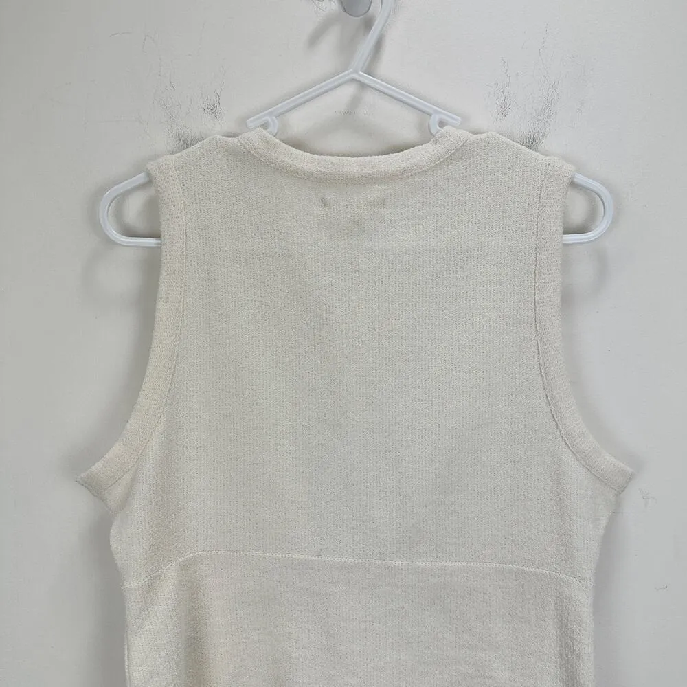 Madewell Split Crewneck Cardigan Tank Lighthouse Beige Knit Vest Medium NWT - Image 11
