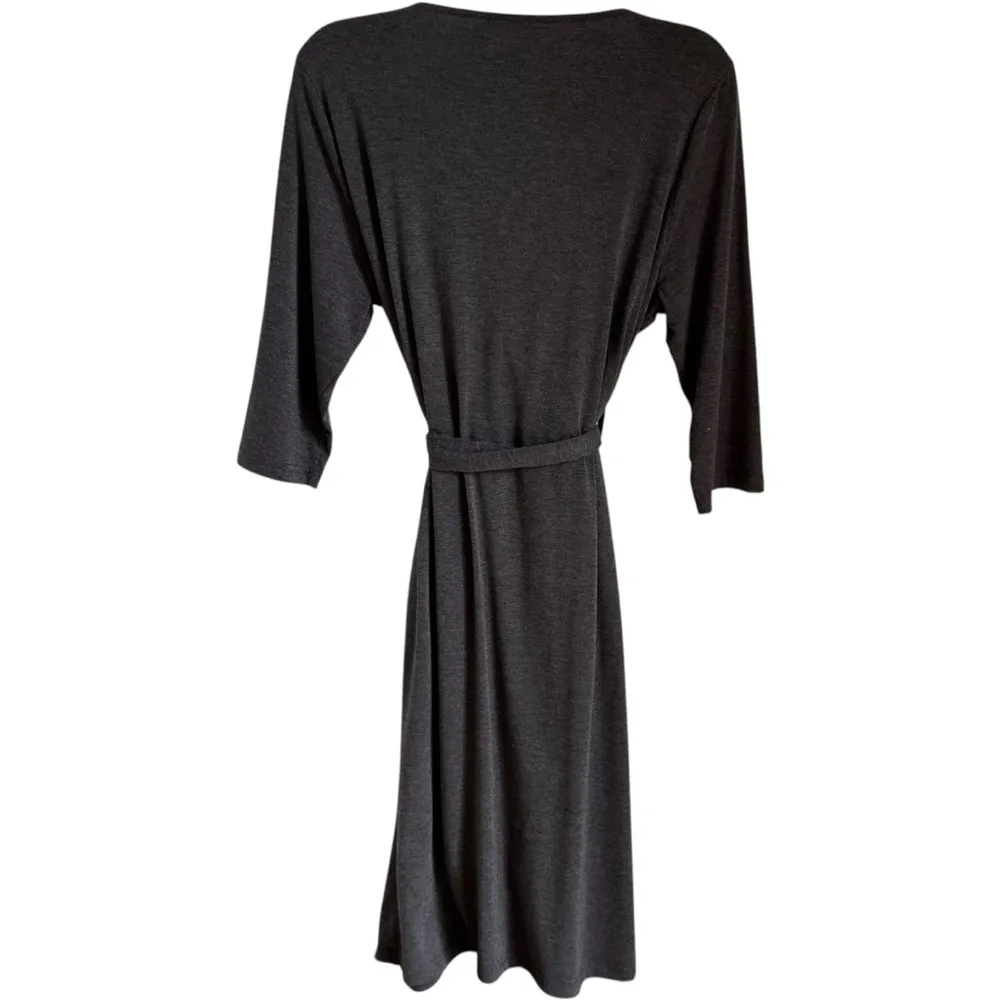 Maternity Nursing Robe Wrap Grey Lightweight 3/4 Sleeve Pockets Small Women’s - Image 6