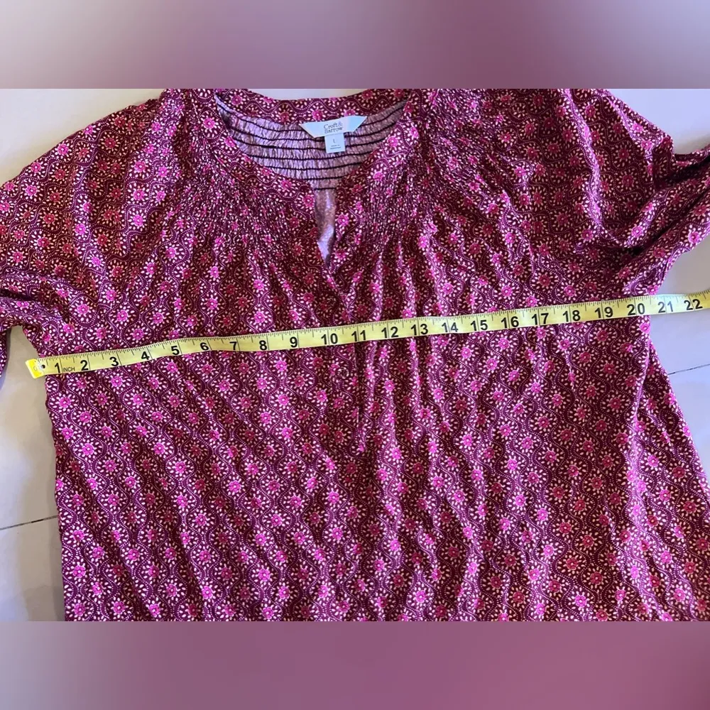 Croft & Barrow red/brown long sleeve peasant blouse L lightweight long sleeve - Image 8