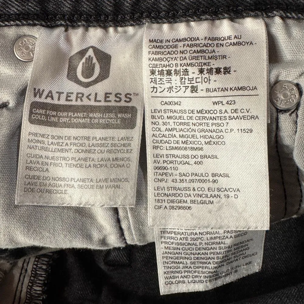 Levi’s 501 SZ W27 Jean Shorts Button-Fly Mid-Rise Frayed Hems Pockets Black Wash - Image 7