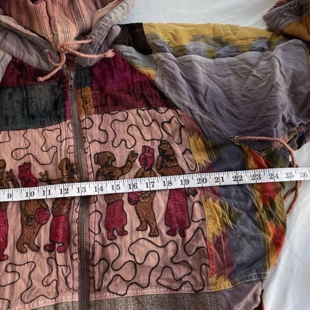 Vintage Native American Women’s Jacket Zip Patches Americas Tribal Theme Sz XL Red - Image 16