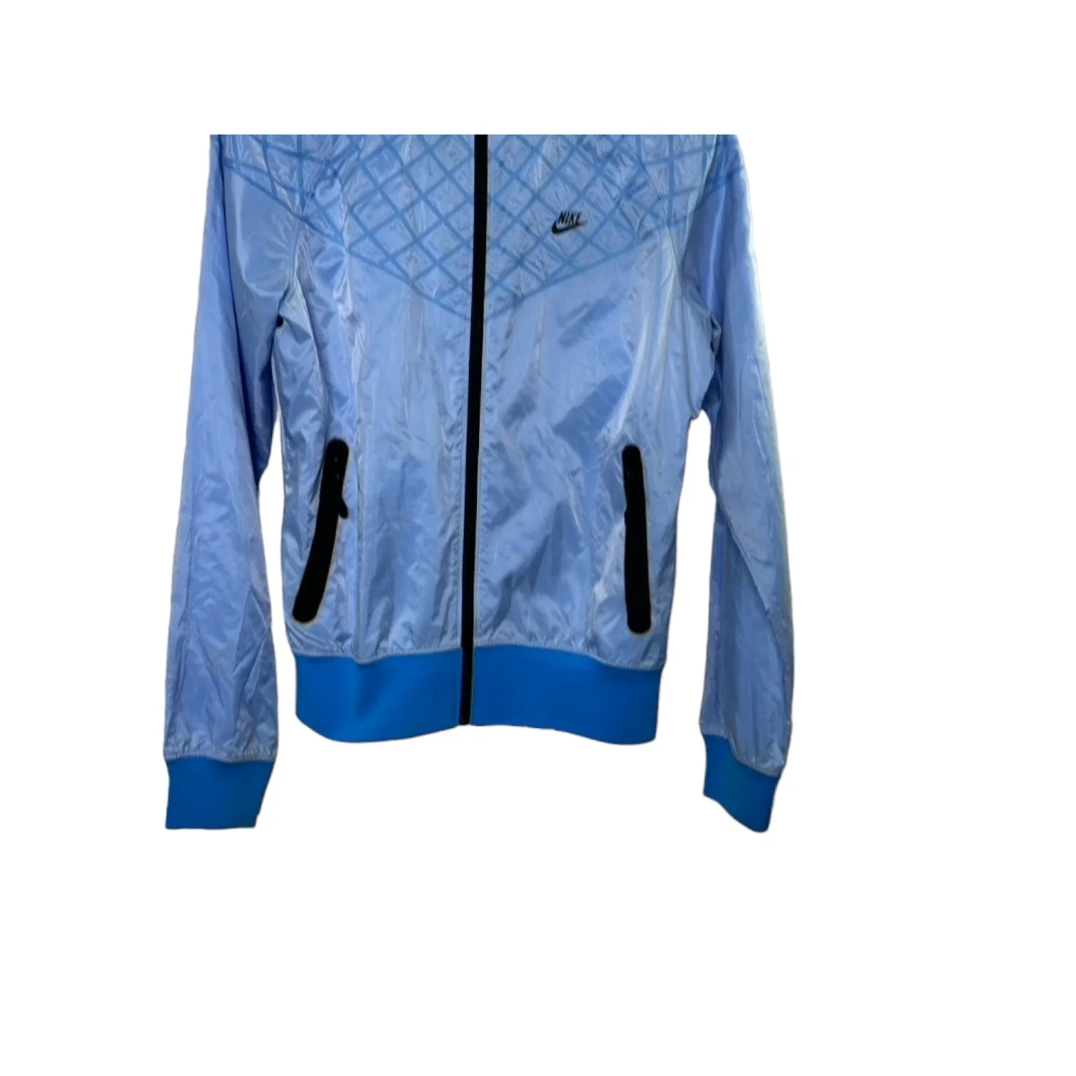 Nike Light Blue Hooded Fused Windrunner Jacket Women's Size Medium - Image 4