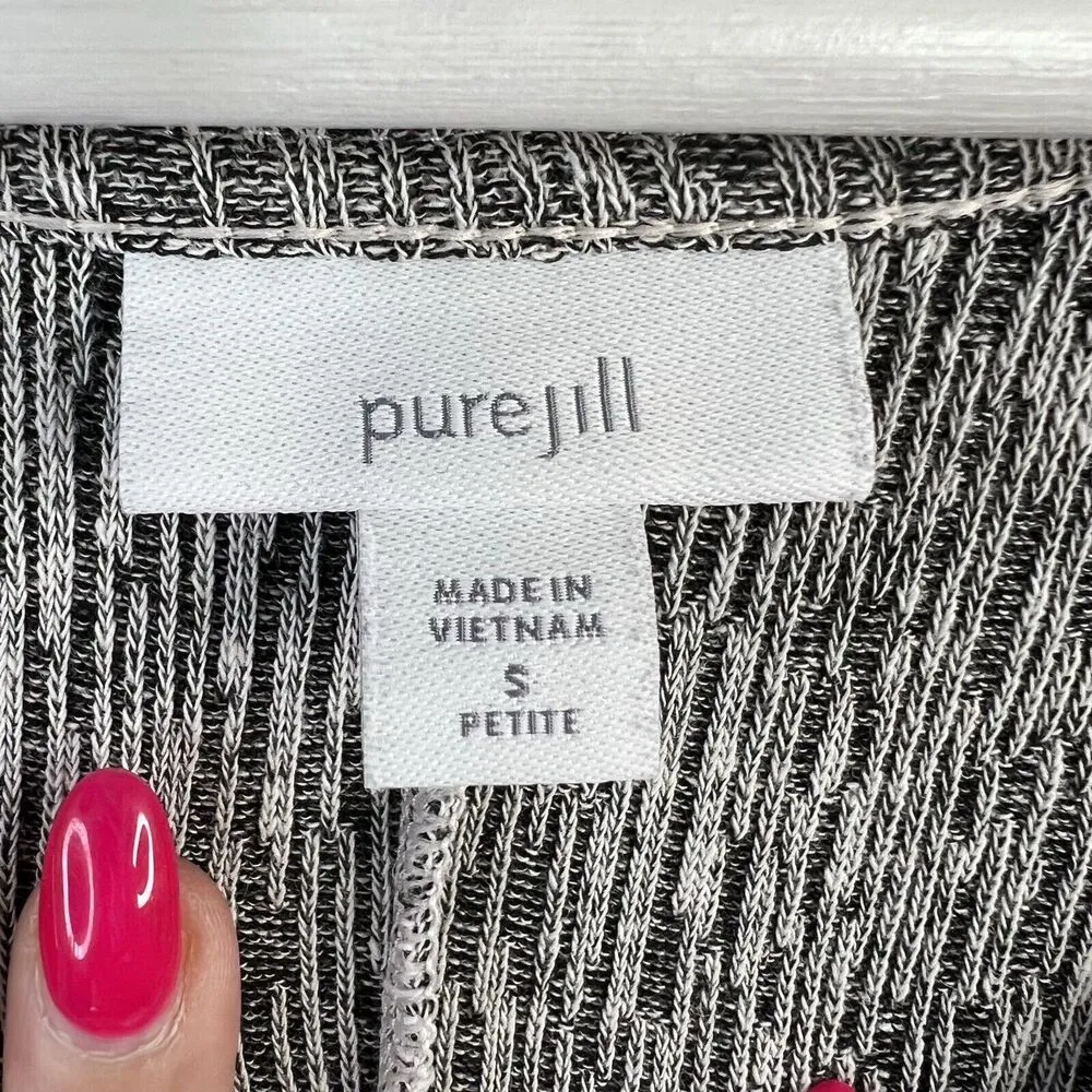 J. Jill Pure Jill Sz PS Petite Dress Linen Blend Black Multi Knit V - Image 3