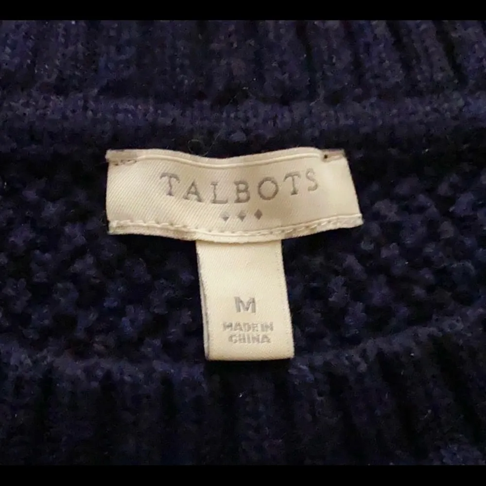 Talbots 100% Cotton Navy Blue Knit Sweater Medium - Image 5
