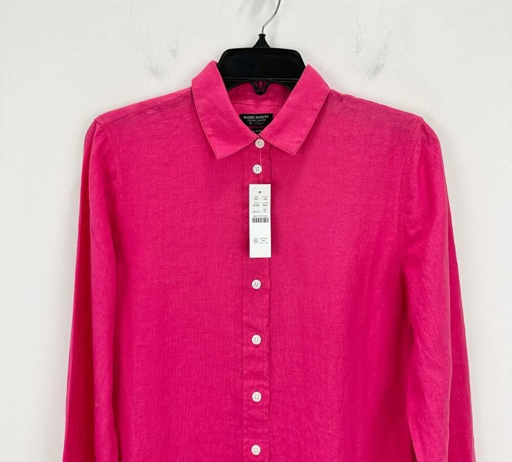 J.Crew Tall Wren Slim Shirt Baird McNutt Irish Linen Snapdragon Pink US 2 NWT - Image 10