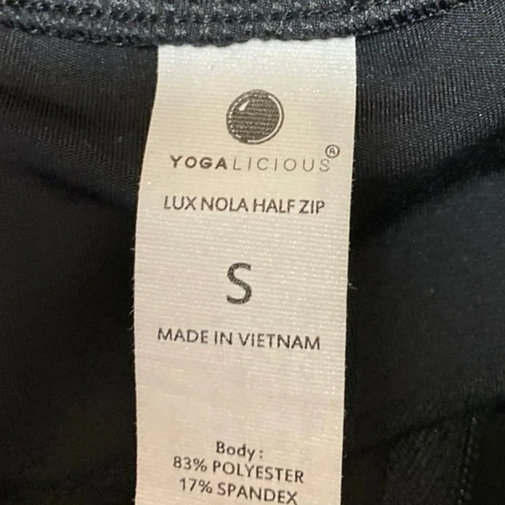 Yogalicious Women's Black 1/4 Zip Long Sleeve Workout Athletic Crop Top Size S - Image 3