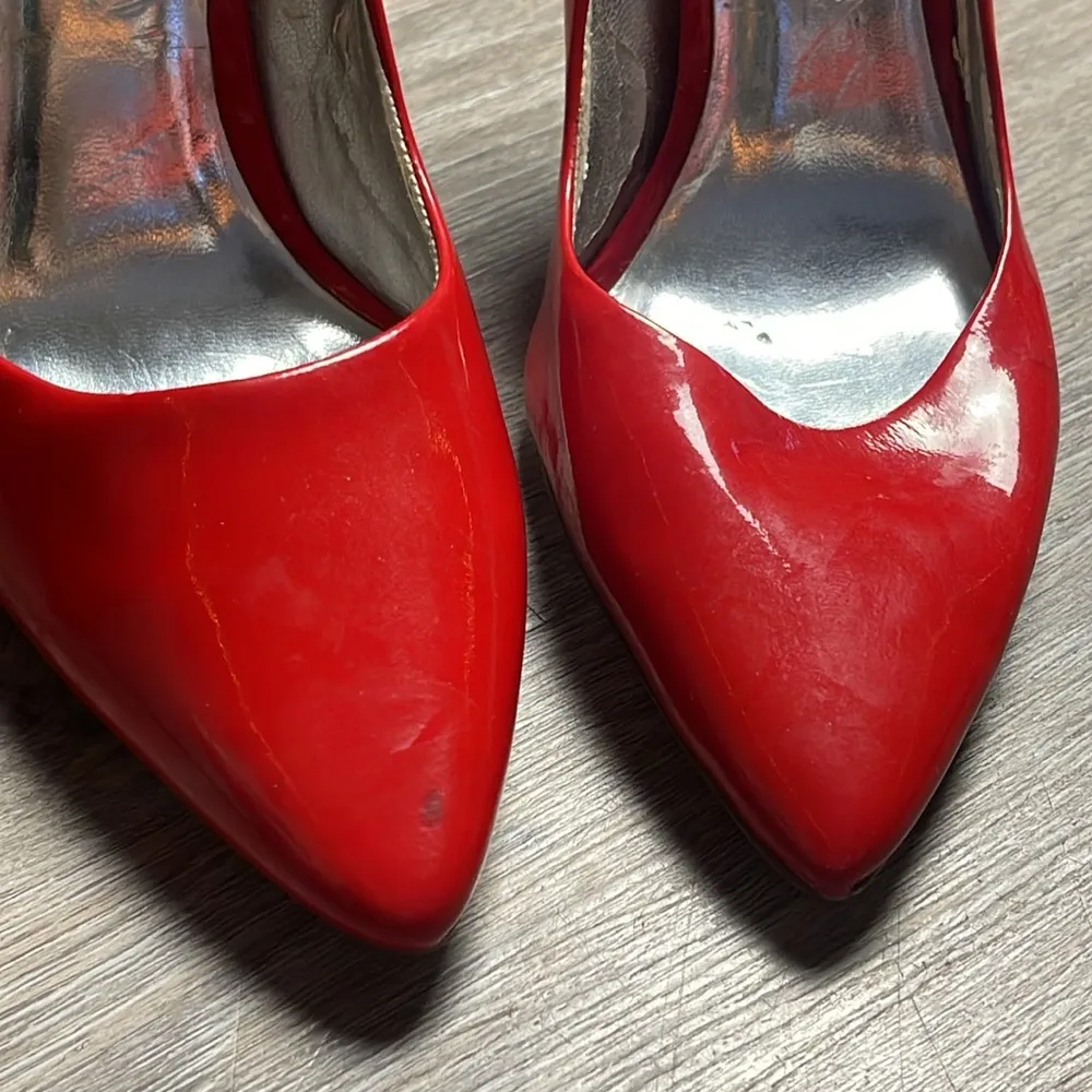 Jessica Simpson  Red Leather Heels Size 7.5B - Image 6