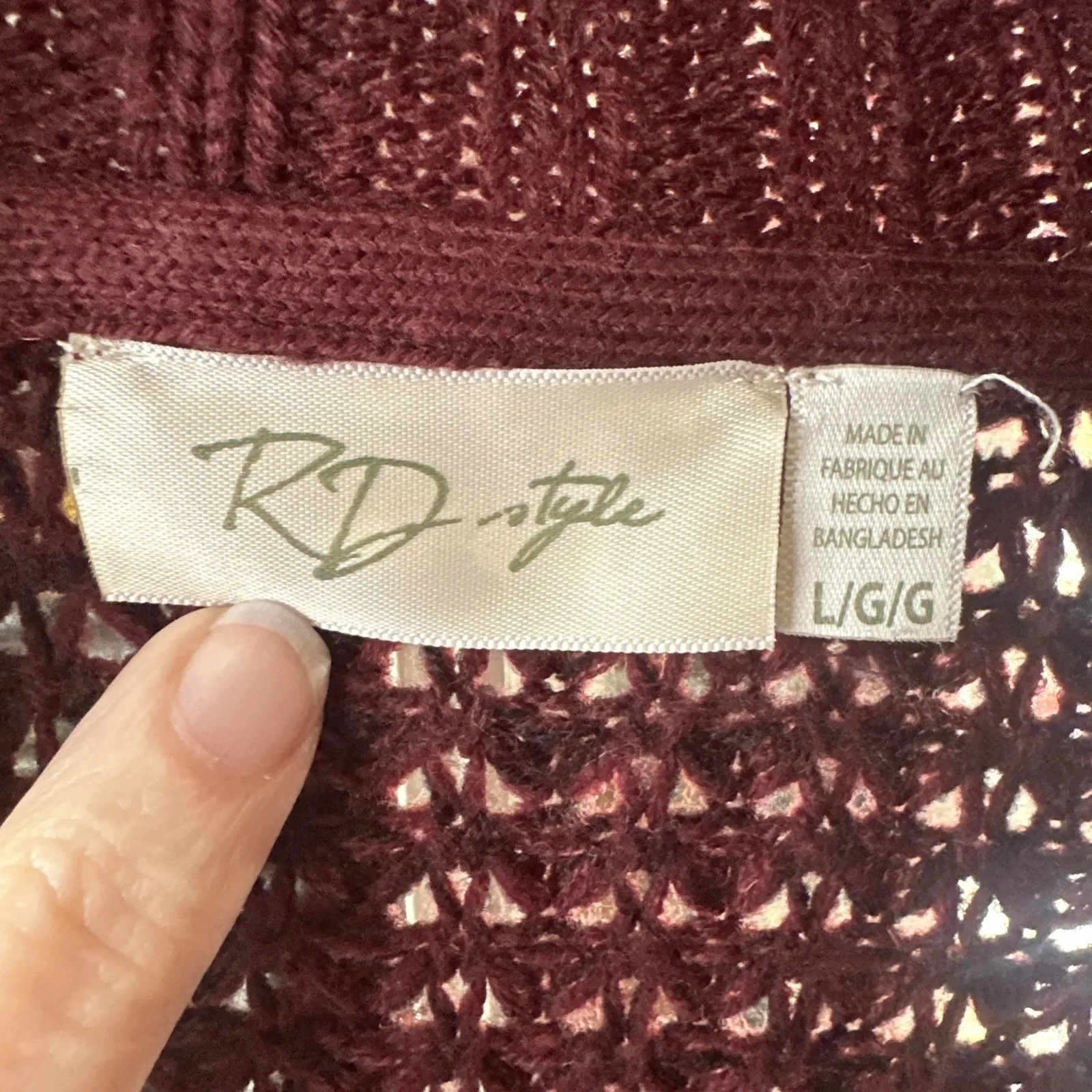 RD Style Chunky Knit Long Cardigan Sweater Berry Size L  Office Anthropologie - Image 2