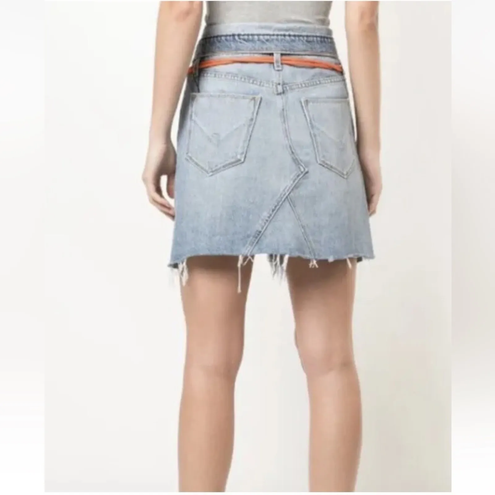 Hudson Women's Sloane Skirt Distressed In Light Blue Size 24 - Image 8