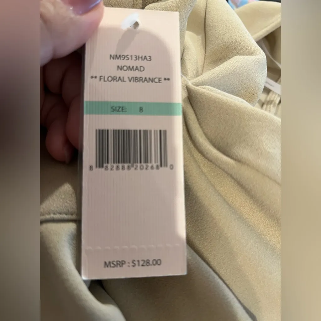 Nanette Lepore Nomad Wrap Style Midi Dress Size 8 Tan Belted V-Neck Sleeveless - Image 8